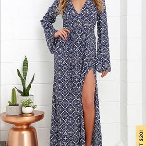 Lulus Mandala Daydream Blue Print Maxi Dress